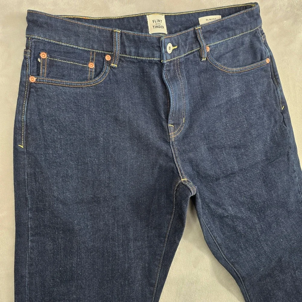 Flint and Tinder Selvedge Denim 30x30 Slim‎ Fit Dark Wash Jeans Mens new